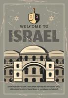 benvenuto Israele, vecchio sinagoga edificio vettore