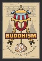 buddismo religione, bandiera e loto vettore