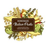 italiano pasta con condimenti icona schizzo vettore