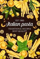 Italia cucina cibo pasta e verdura spaghetti menù vettore