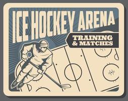 hockey formazione e fiammiferi su ghiaccio arena manifesto vettore