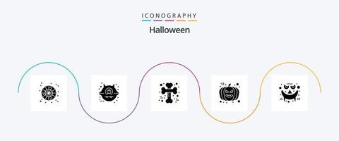 Halloween glifo 5 icona imballare Compreso viso. avatar. attraversare osso. zucca. viso vettore