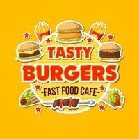 gustoso hamburger porta via veloce cibo bar vettore manifesto