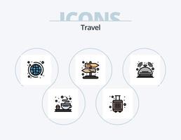 viaggio linea pieno icona imballare 5 icona design. . fotografia. gancio. foto. viaggio vettore