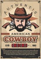 americano cowboy retrò manifesto con uomo e rivoltella vettore