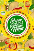 cinco de mayo messicano vacanza cibo e maracas vettore