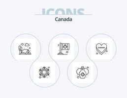 Canada linea icona imballare 5 icona design. nazione. foresta. animale. campo. avventura vettore