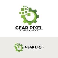 Ingranaggio pixel logo vettore design modello
