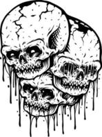 tre zombie cranio silhouette vettore