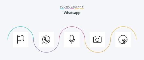WhatsApp linea 5 icona imballare Compreso Posizione. di base. microfono. ui. Immagine vettore