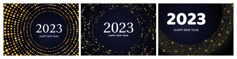 2023 contento nuovo anno di oro luccichio modello vettore