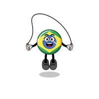 brasile bandiera portafortuna cartone animato è giocando saltare corda vettore