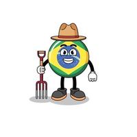 cartone animato portafortuna di brasile bandiera contadino vettore