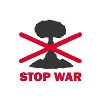 no per guerra. un' chiamata per fermare guerra. un' attraversato su Immagine di un' nucleare esplosione. vettore illustrazione