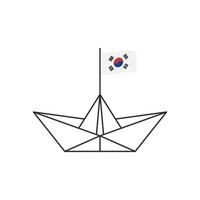 carta barca icona. un' barca con il bandiera di Sud Corea. vettore illustrazione