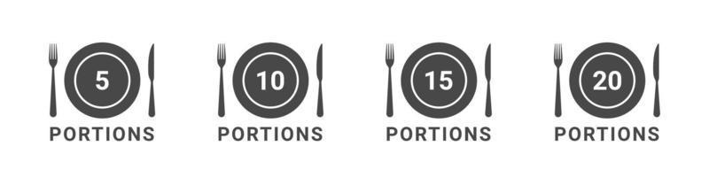 cibo e pasto porzioni icone. icone nel un' piatto stile. vettore illustrazione