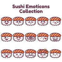 carino emoticon collezione di Sushi vettore