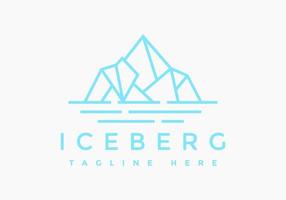 galleggiante ghiaccio montagna o iceberg logo design con semplice linea arte stile vettore