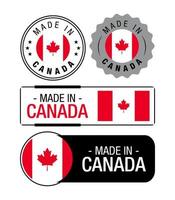 impostato di fatto nel Canada etichette, logo, Canada bandiera, Canada Prodotto emblema vettore