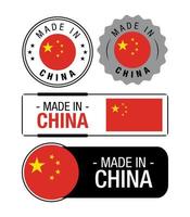 impostato di fatto nel Cina etichette, logo, Cina bandiera, Cina Prodotto emblema vettore