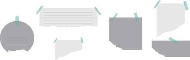 impostato di strappato orizzontale diverso Nota documenti con colore adesivo nastro vettore