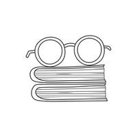 mano disegnato vettore illustrazione di occhio bicchieri su libri