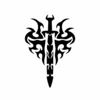 tribale spada con Ali logo. tatuaggio design. stampino vettore illustrazione