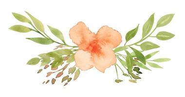 acquerello astratto arancia fiore con verde le foglie. mano disegnato illustrazione di floreale mazzo per saluto carte o nozze inviti. botanico disegno su isolato sfondo. Vintage ▾ schizzo vettore
