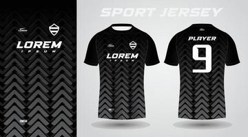 t-shirt nera con design in jersey sportivo vettore