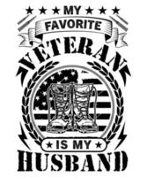 mio preferito veterano è mio marito maglietta design vettore
