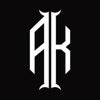 ak logo monogramma con corno forma design modello vettore