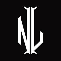 nl logo monogramma con corno forma design modello vettore