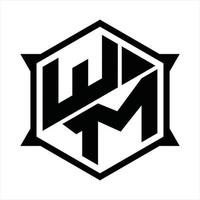 wm logo monogramma design modello vettore