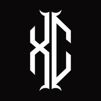 xc logo monogramma con corno forma design modello vettore