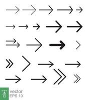 freccia icona. Il prossimo cartello, stretto, su, magro linea frecce. impostato di diverso frecce. direzionale freccia piatto stile isolato su bianca sfondo. vettore illustrazione. eps 10.