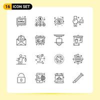 16 creativo icone moderno segni e simboli di Busta posta investimento video telecamera handycam modificabile vettore design elementi