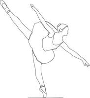 continuo linea di bellissimo donne nel il arte di balletto danza vettore