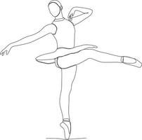 continuo linea di bellissimo donne nel il arte di balletto danza vettore