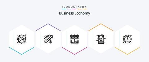 economia 25 linea icona imballare Compreso i soldi. dollaro. scatola. dati. in linea vettore