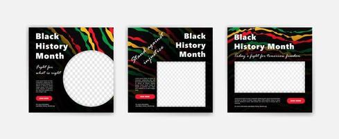raccolta di post sui social media del mese della storia nera. celebra il mese della storia nera. vettore