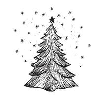 set di alberi di natale, illustrazioni disegnate a mano. vettore