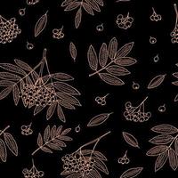 Rowan frutti di bosco, grappoli e le foglie senza soluzione di continuità modello mano disegnato nel scarabocchio stile. tessile, sfondo, sfondo, involucro carta, digitale carta. vettore