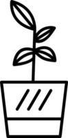 icona della linea del vaso di fiori vettore