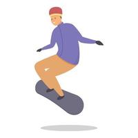saltare Snowboard icona cartone animato vettore. sport bambino vettore