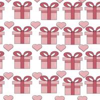cuori e regalo scatole senza soluzione di continuità modello. vettore rosso e rosa carta simboli di amore sfondo per contento La madre di o San Valentino giorno saluto carta design