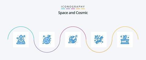 spazio blu 5 icona imballare Compreso parabolico. comunicazione. pianeta. telecomunicazione. Rete vettore