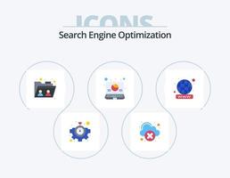 SEO piatto icona imballare 5 icona design. In tutto il mondo. dominio registrazione. condivisione. dominio. il computer portatile vettore