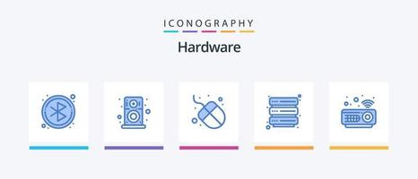 hardware blu 5 icona imballare Compreso . proiettore. hardware. hardware. sicurezza. creativo icone design vettore