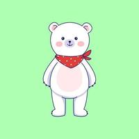 carino bambino polare orso con un' pettorina. cartone animato carattere. bambino animale. carino vettore arte.