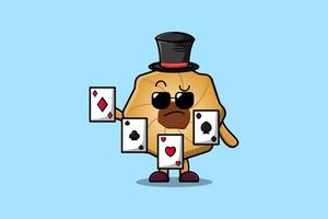 carino cartone animato biscotti mago giocando Magia carte vettore